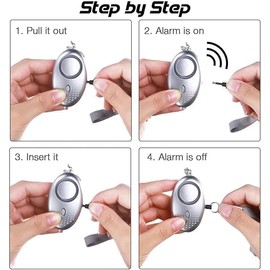 Personal Alarms For Women, Reusable Police Approved 140DB LOUD Security Alarms Keychain with LED Light, Small Personal Safety Alarm Keyring Key Chain For Women Girls Kids And Elderly (Silver)