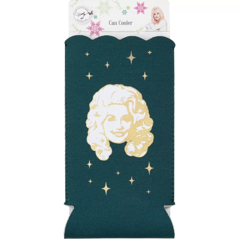 Hoffmaster Dolly Parton Slim Green Christmas Can Cooler Sleeve Polyester