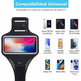 Funda para teléfono con brazalete deportivo universal,Brazalete del teléfono celular con Pantalla táctil,resistente al agua,cinta reflectante,función ajustable,compatible con el cualquier teléfono que tiene una pantalla de hasta 6.5 '', adecuado para cor