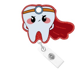 Abamilaka Cute Dental Badge Reel Retractable Clip Tooth Dental Student Dental Hygienist Must Haves Funny Nurse Nursing RN CNA ID Badge Holder Clip Medical Acrylic Name Badge Clip Accessories