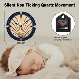 ArogGeld Classic Art Decor Style Clock Navy Blue and Beige Wall Clock Quality Quartz Battery Operated Silent Clocks for Wall for Bathroom Bedroom 10x10in Birthday Housewarming Gift
