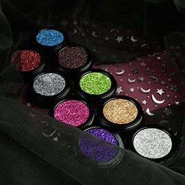 PINK UP  Glitter Compacto Para Ojos  Alta adherencia  Textura extra suave  Finos Brillos Para Usarlo en Ojos Labios y Cuerpo  12 Tonos Vibrantes...   
