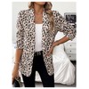 MakeMeChic Women's Leopard Print Open Front Shawl Collar Long Sleeve