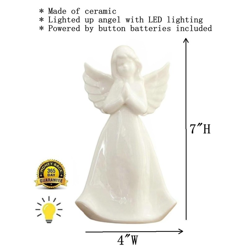 ADAVAS.Y&G Praying Angel Night Light Lighted up Angel Prayer Porcelain