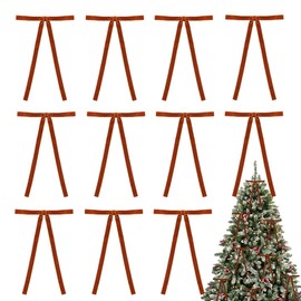 12Pcs Velvet Christmas Tree Bows 5 * 7 inch Rustic Crafts Gift Bows Vintage Velvet Ribbon Wreath Bows for Xmas Home Shop Indoor Outdoor Decor(White)