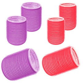 Jumbo Hair Rollers Sets,Self Grip Salon Hair Dressing Curlers, Jumbo Large Rollers for Long Short Hair, DIY Curly Hairstyle for Women, Colors May Vary (3XJumbo+3XLarge)