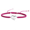 Sterling Silver Cubic Zirconia Double Heart Love Rose Pink Hand-Braided