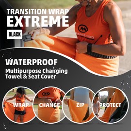 Orange Mud Transition Wrap Extreme – Waterproof Car Seat Cover & Changing Towel – Sweat-Proof, Secure Wrap for Athletes, Runners, Cyclists, Triathletes – Black
