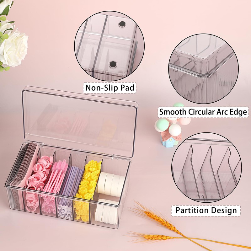 SUMTree Plastic Lash Extension Organiser Box with 6 Compartments