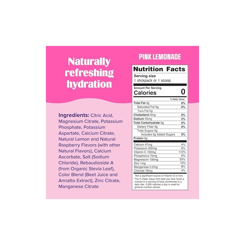 Ultima Replenisher- Mezcla diaria de bebida con electrolitos limonada rosa,