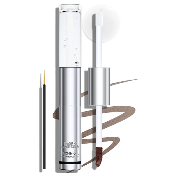 Brown Lip Stain Peel Off & Lip Gloss Combo 2-in-1,