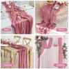 AUAUY 2 Pack Cheesecloth Table Runner, 90x300cm Boho Gauze Fabric