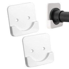 Asoleo Shower Curtain Rod Holder for Wall,Two Modes of Non-Destructive Installation and Perforated Installation of Bathroom Super Glue Shower Rod Support Base (Black)