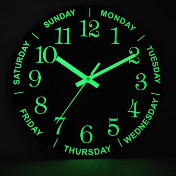 Large Wall Clock Glow In Dark Silent Quartz Indoor Outdoor
