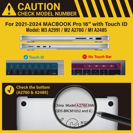 IBENZER Compatible with 2024 2023 New MacBook Pro 16 Inch Case M3 A2991 M2 A2780 M1 A2485 Pro Max, Hard Shell Case & Keyboard Cover & Type C for Mac Pro 16(2024-2021), Frost Clear, MT16X-CL+1TC