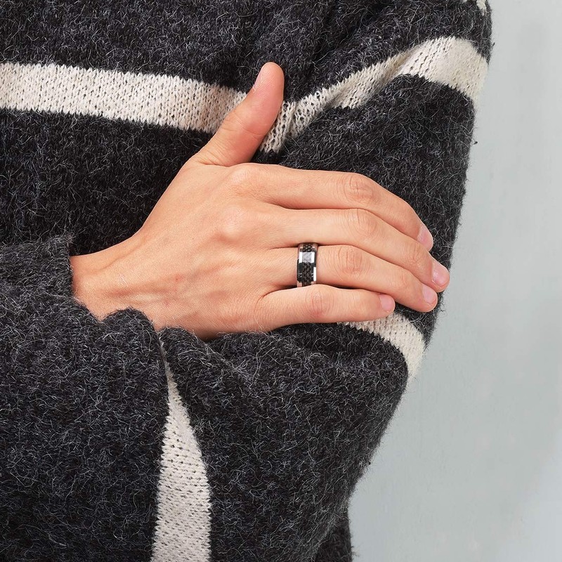 King Will GENTLEMAN Men's Black Tungsten Carbide 8mm Carbon Fiber