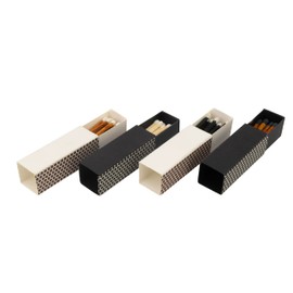 Chandler Studio 10 Boxes - Wooden Matchsticks in a Blank Matchbox with White/Black Matchboxes Colorful Tips (2" Matchboxes, 10 Boxes)