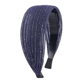 Extra Wide Hard Headbands Boho Headband with Teeth Large Non Slip Headbands Fabric Hair Hoop Headwrap Fashion Hairbands Hair Accessories for Women Girls Blue