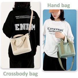 Tuobo Small Tote Bag with Zipper, 2024 Canvas Multi-Pocket Crossbody Bag Shoulder Bag Satchel Hobo Bag Messenger Bag