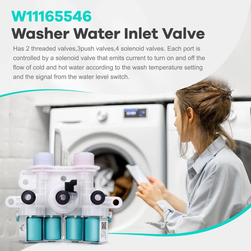 Washer Water Inlet Valve Replacement Parts W11165546,W11096267 Fit for May.tag/Whirlpool/Kenmore