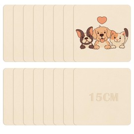Pack of 16 Unfinished Wooden Pieces, Diameter 15 cm Wooden Squares Made of Wood, 2.5 mm Blank Coasters, Wood Square, Natural, Wooden Panels for Painting Crafts, Thin Wooden Boards for Coasters, Home