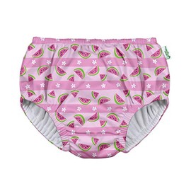 i play. by green sprouts baby girls Pull-up Reusable and Toddler Swim Diaper, Light Pink Watermelon Stripe, 0-6 Months US