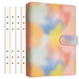 Zelten PU Leather Personal Notebook Planner with 80 Pages Loose Leaf Papers 6 Holes Ring Binder Pen Holder Magnetic Buckle (Pink, A5 Mini)