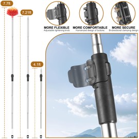 TOXYMHO Cobweb Duster with Extension Pole, 4-7.7 ft Adjustable Telescopic Pole, Medium Stiff Bristles, Lightweight Spider Web Brush for High Ceilings, Walls, Indoor & Outdoor Cleaning, Red