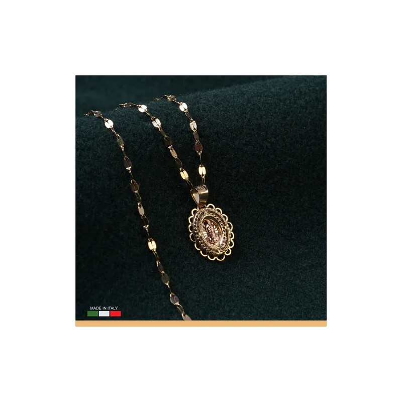 Medalla Virgen De Guadalupe Oro Rosa 10k Y Cadena De