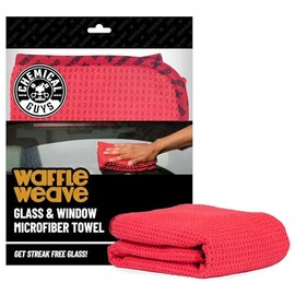 Chemical Guys Waffle Weave Red Microfiber Drying Towel - 24" x 16", 70/30 Blend Microfiber Towel with Silk Edging for Scratch-Free Car Drying, Ultra Absorbent and Safe for All Surfaces