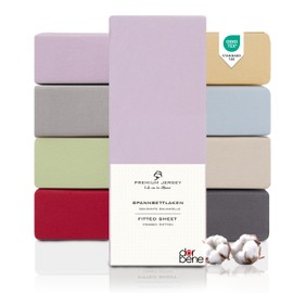 DarBene Fitted Sheet 90 x 200 cm Premium, 100% Premium Combed Jersey Cotton, Breathable, Super Soft Bed Sheet up to 30 cm Mattress Height, Oeko-Tex, Lilac