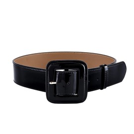 Ayliss Women's Patent Leather Belt Fashion Vintage Retro Cinch Corset Waistband Wide High Waist Belts For Jeans Dress (Black)