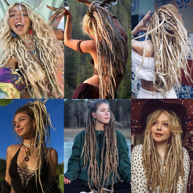 Leeven 24 Inch Ombre Dreadlock Extensions 40 Strands Hippie Single