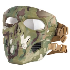 AOUTACC Máscara de Airsoft con Esqueleto, máscara Protectora de Paintball, máscara táctica Ajustable para Fiestas de Halloween, Juegos de Paintball, Cosplay (Verde Camuflaje)