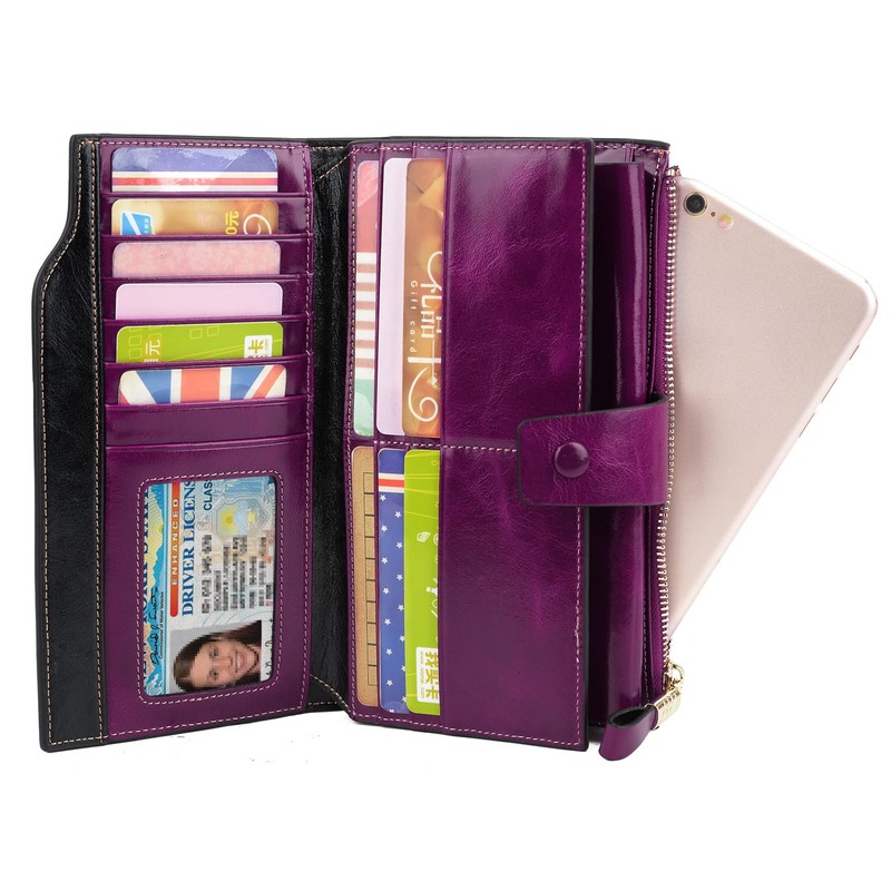 YALUXE Women's Genuine Leather Wallet RFID Blocking with 21 Card