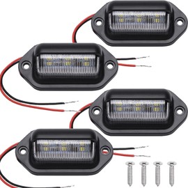 DEROACE 4 Pcs12V 6-SMD LED License Plate Lamp Taillight for Truck SUV Trailer Van, Step Courtesy Lights, Dome/Cargo Lights License