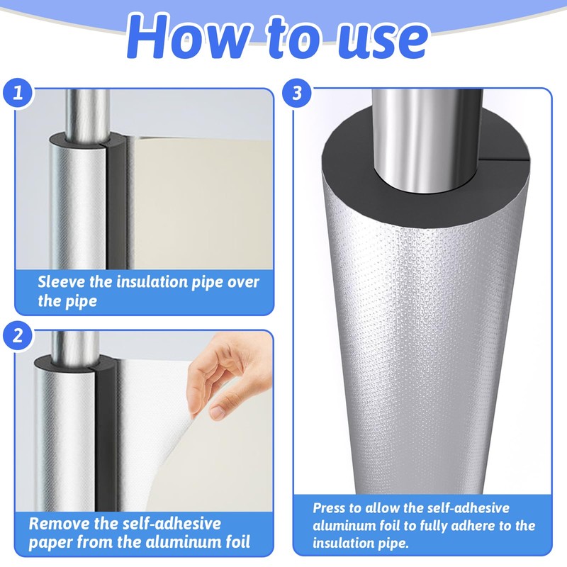 8 Pack Pipe Insulation Foam Tube, 3/4'' Self Adhesive Pre