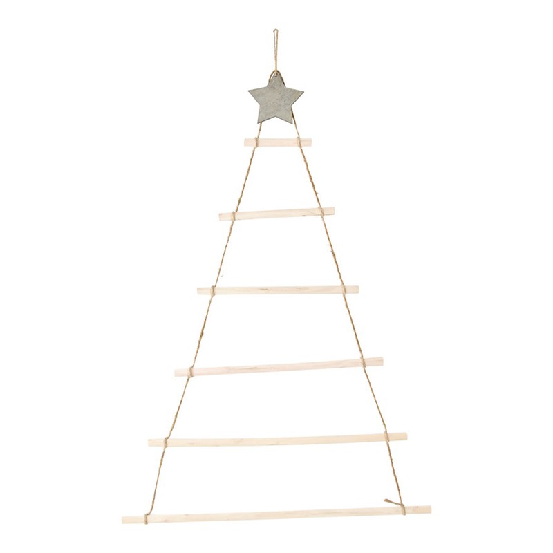 Wooden Hanging Ornaments with Star and Rope Decoration for Wall