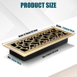 MorningRo 10 Pcs Heavy Duty Floor Registers Carbon Steel Walkable Floor Vent Covers Easy Adjust Air Flow Decoration for Home Heater Air Grilles Vents Supply(Brass,4 x 12 Inch)