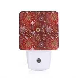 AOWULA Snowflake Golden Christmas Night Light, Plug into Wall Nightlights with Dusk to Dawn Light Sensors for Bedroom, Bathroom, Hallway, Kitchen, Night Lights for Boys Girls Women Men