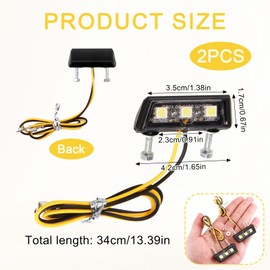 2 Pack LED Universal 12V Waterproof Motorcycle License Plate Light with 3 SMD LEDs Mini Lamp Super White for Motorcycles and Quad Bikes