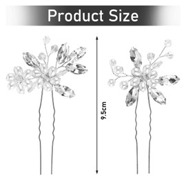 IOPJLK Pack of 2 Silver Crystal Pearl Hair Clips Elegant Hair Pins for Wedding Bridal Women Fine Hair Accessories for Formal Occasions and Wedding Dress