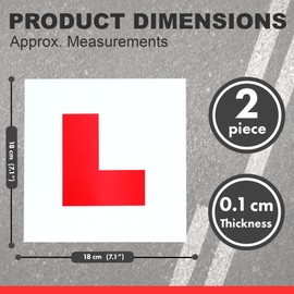 Strong Magnetic Driving L Plates Pack of 2 - Twin Pack, Easy to Attach & Remove - Suitable for UK Cars, Approved Road Regulations, Red Learner Plates, Blow away Resistant, No Paint Scratches