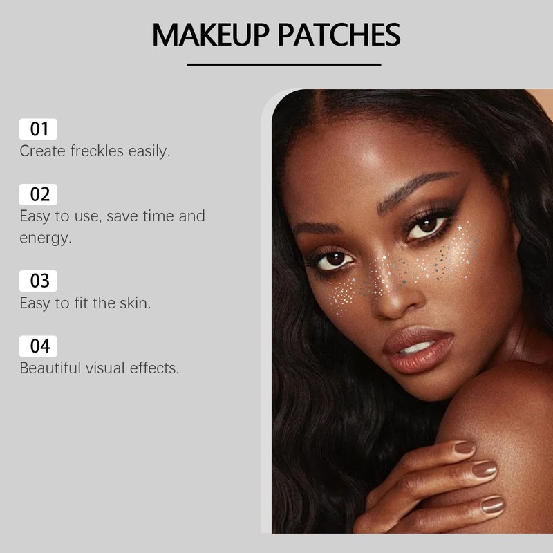 Glitter Freckles Makeup Patches, Pack of 12 Glitter Freckles, Temporary