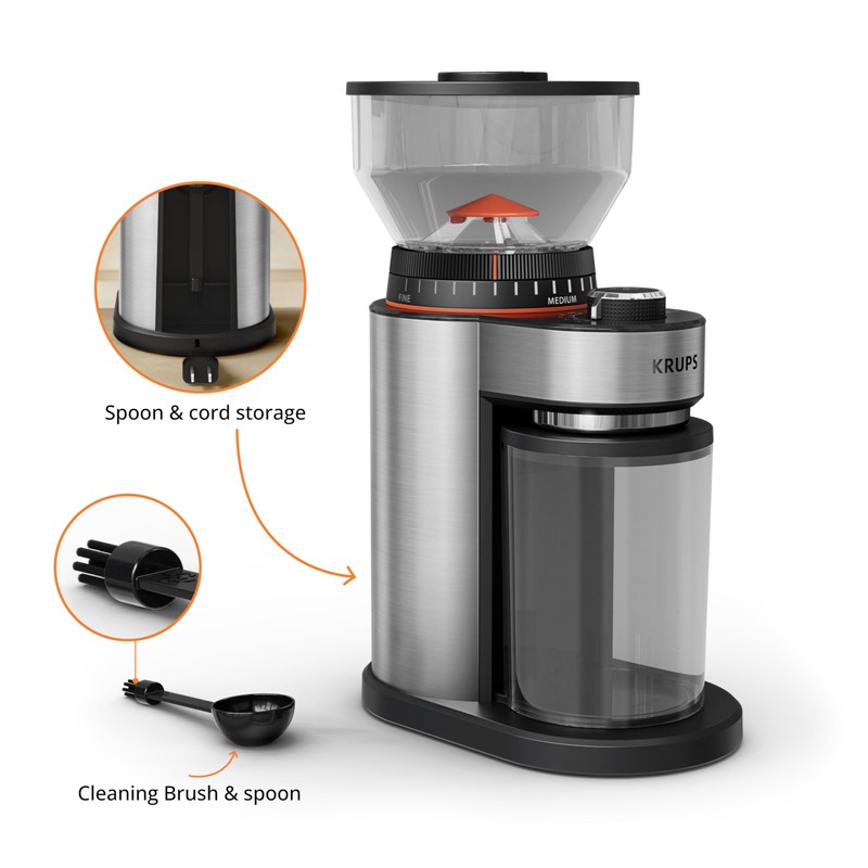 KRUPS Burr Coffee Grinder, 18 Adjustable Grind Settings, 2-20 Cups