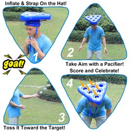 2 Sets Baby Shower Games Funny Activities - Funniest Baby Shower Game Ever, Ice Breakers for Boy or Girl, Pacifier Head Toss (Blue)