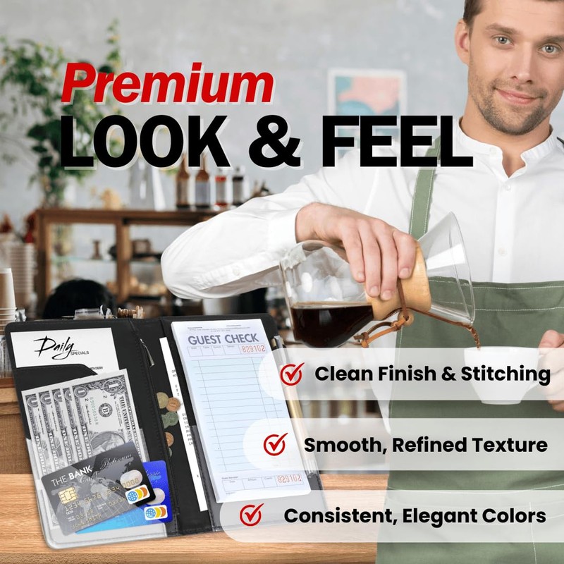 LINTRU Server Book, Reinforced & Durable Server Books for Waitress,