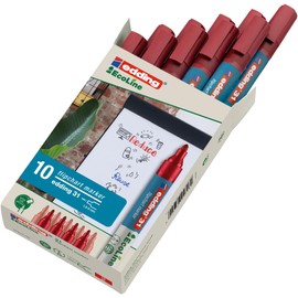 edding 31 EcoLine flipchart marker - red - box of 10 - round nib 1,5-3 mm - marker for writing, drawing on flipchart paper - does not bleed through - does not dry out - refillable