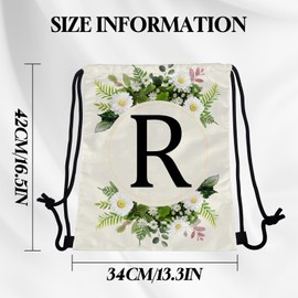 Zewurtuw Initial Letter Drawstring Backpack String Sports Gym Bags Waterproof Sackpack Cute for Men Women Beach (13"×17") (Letter-R)