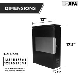 Ilyapa Modern Mailbox Wall Mount Mailboxes for Outside with Lock, Keys & House Numbers - Large Wall Mounted Mail Box, Locking Security Box - Stainless